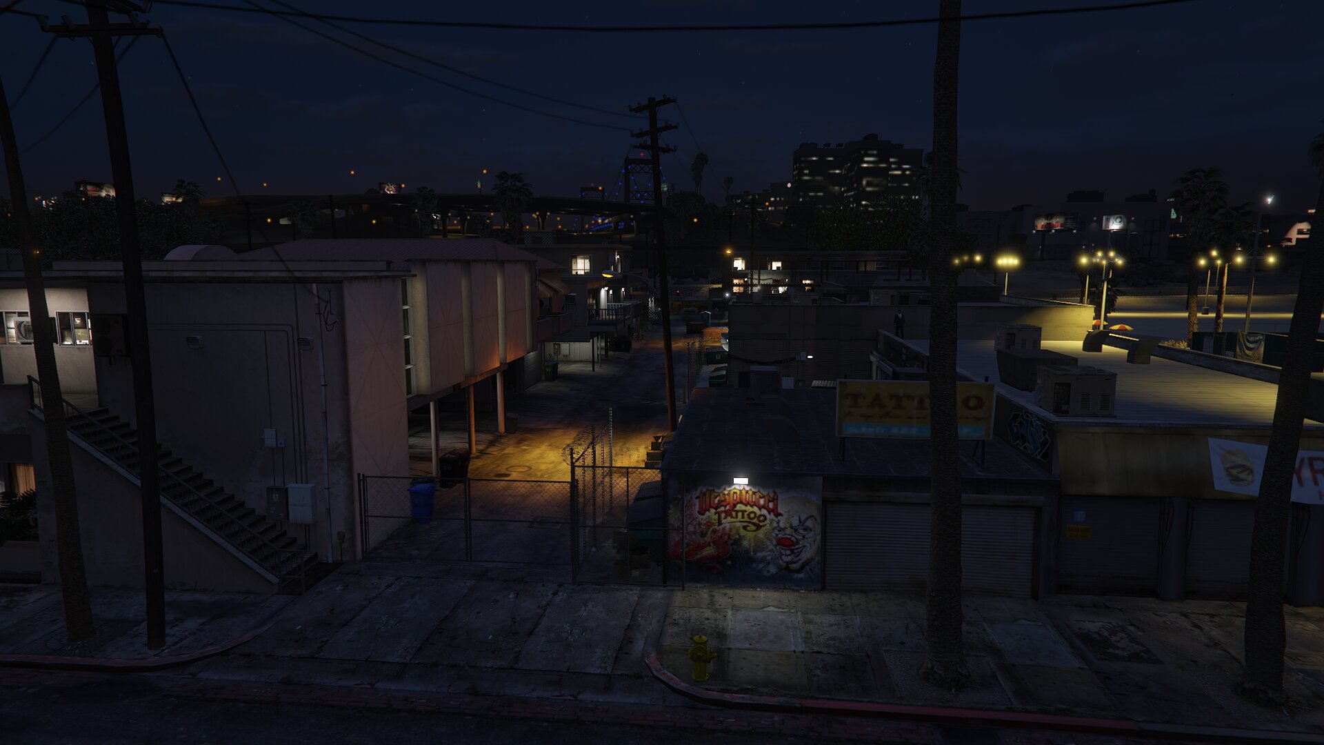 Grove Street Families Fraktionsbase in Los Santos bei Nacht